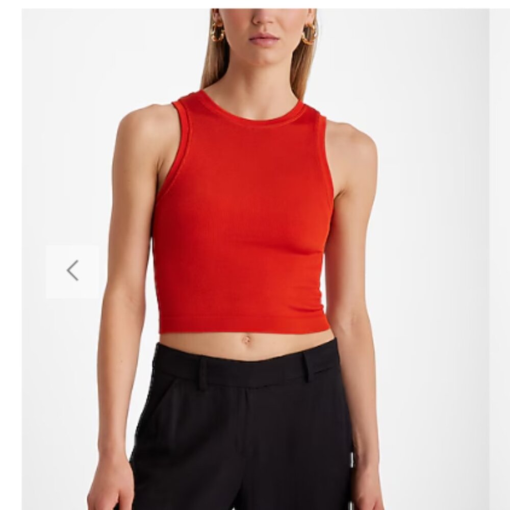 NWT Body Contour Seamless Ribbed High Neck Cropped Tank XXS/XS